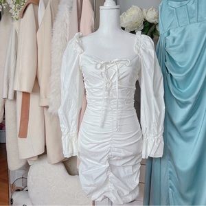 Puffed Sleeve Ruched Detail dress